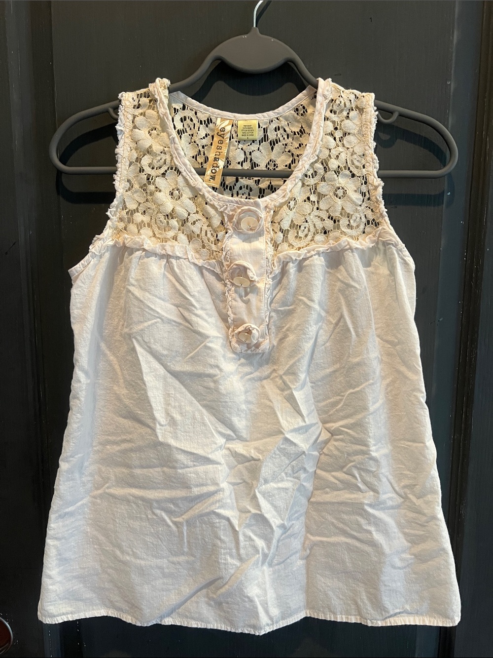 Eyeshadow Cream Crochet Yoke Tank Camisole
